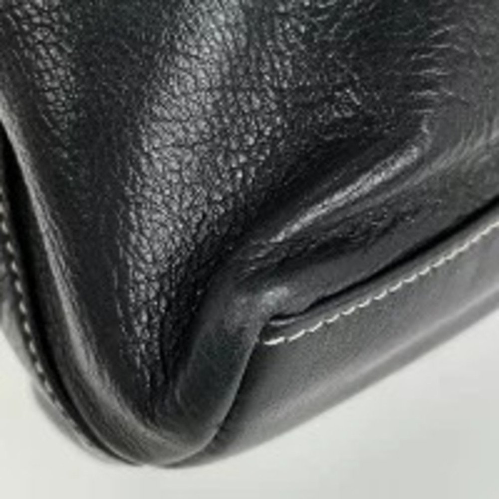 Prada Nero Leather Bag Handbag Shoulder Black Plate Black